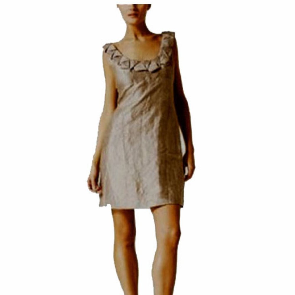 NWOT Signette Taupe Shimmer Raw Silk Dress Small